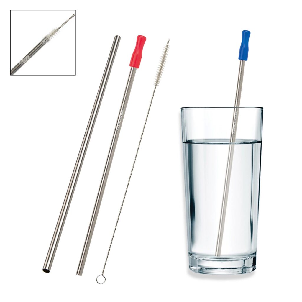 Bendable Stainless Steel Straws w. Cleaning Brush